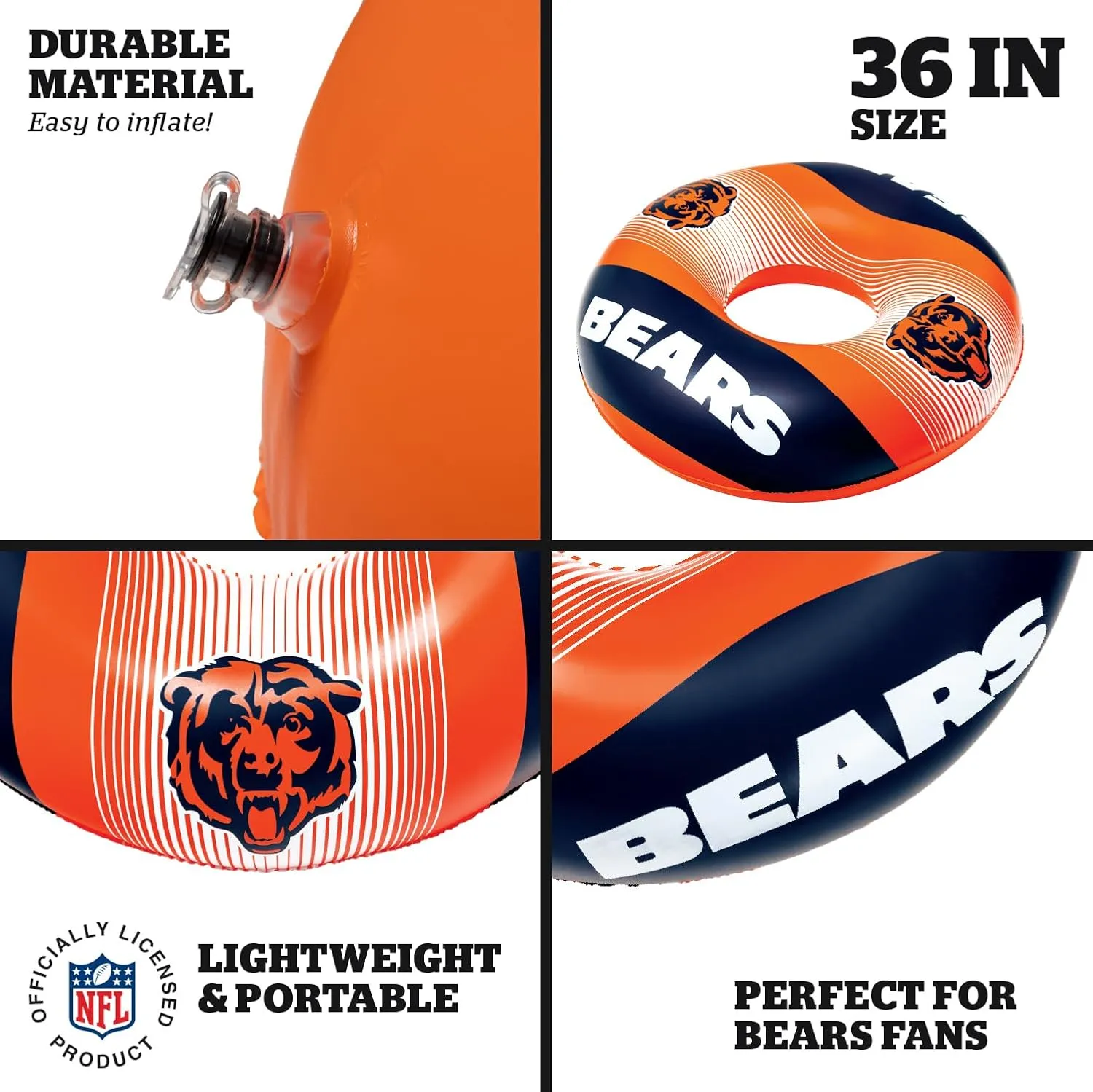 BigMouth 36” Inflatable Pool Floats Officially Licensed NFL Fan Gear Merchandise Inner Tube for Adults and Teens