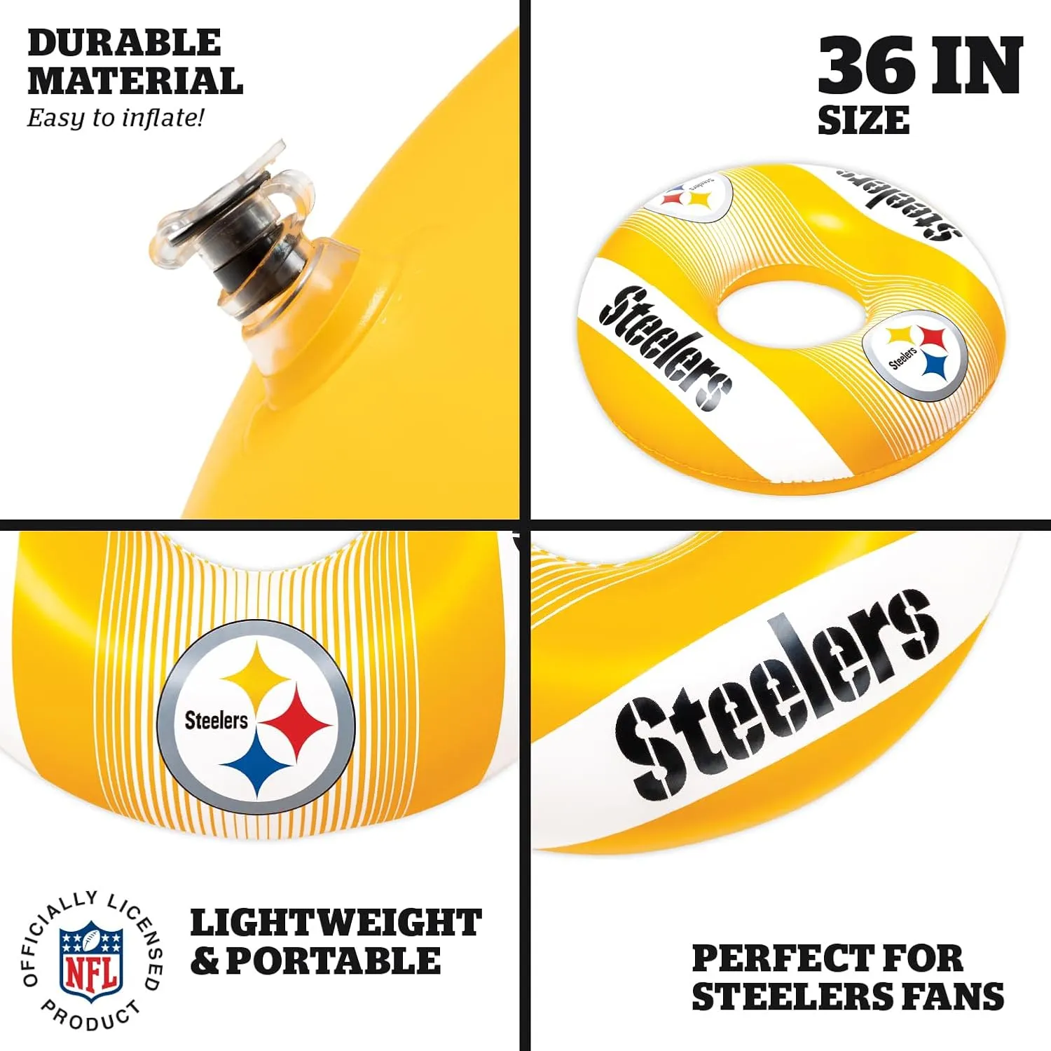 BigMouth 36” Inflatable Pool Floats Officially Licensed NFL Fan Gear Merchandise Inner Tube for Adults and Teens