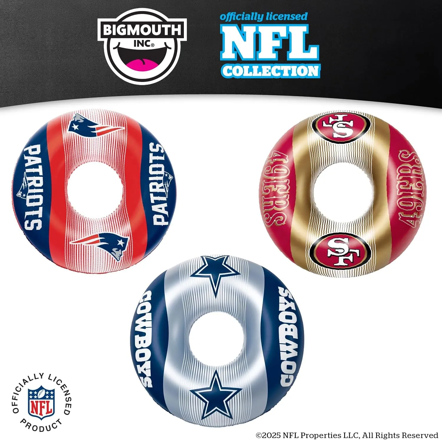 BigMouth 36” Inflatable Pool Floats Officially Licensed NFL Fan Gear Merchandise Inner Tube for Adults and Teens