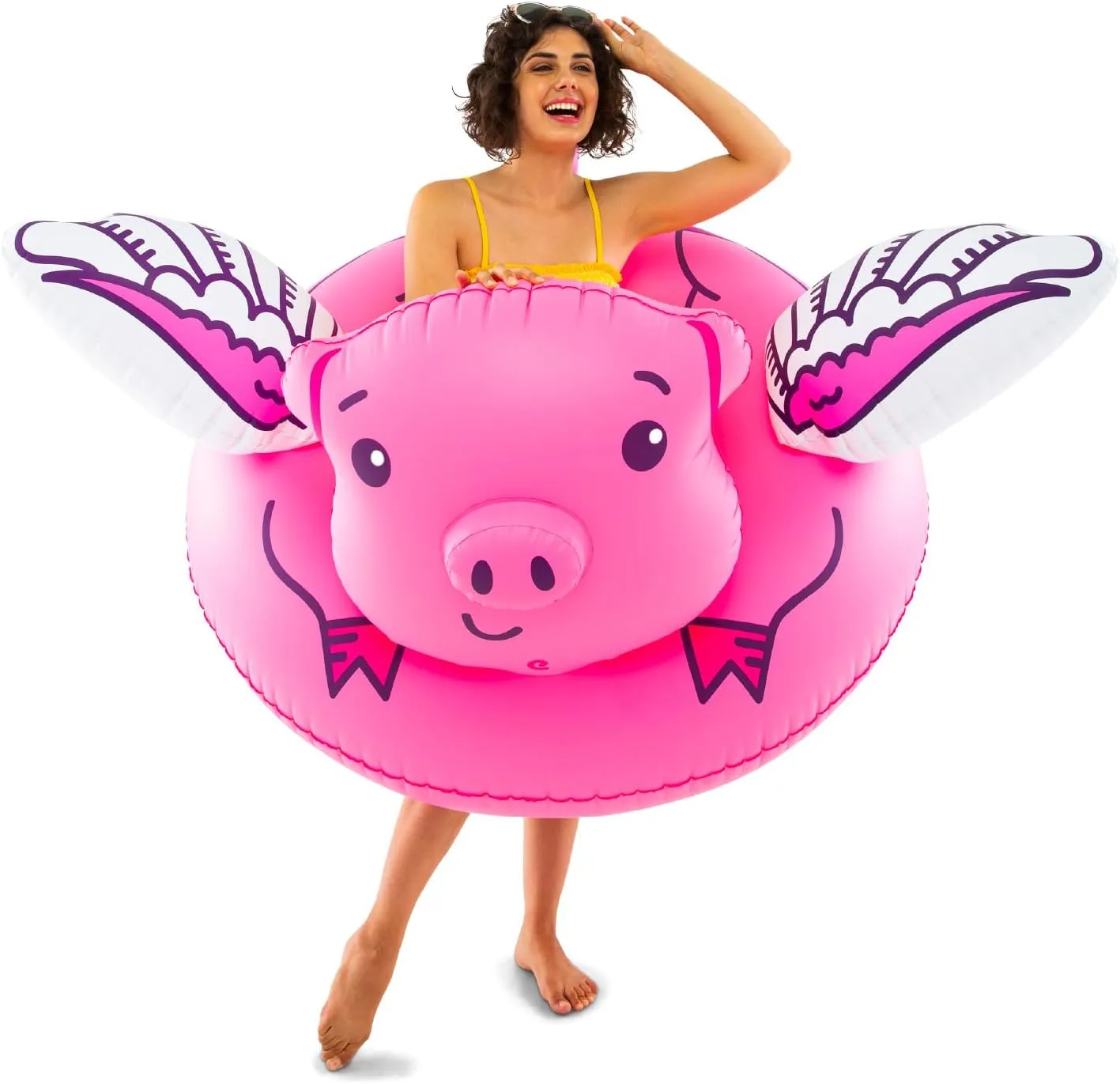 BigMouth Giant Animal Pool Float, Inflatable Floatie Tube, Blow Up Swim Ring, Outdoor Summer Pool Party Water Toy - Flying Pig