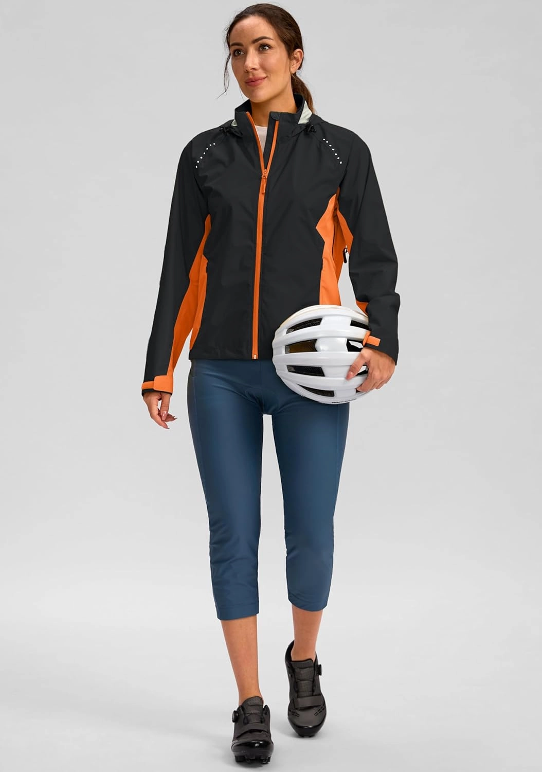 Bikewa Women's Cycling Rain Jackets Waterproof Windbreaker Lightweight Running Windproof Reflective Jacket Packable Hooded