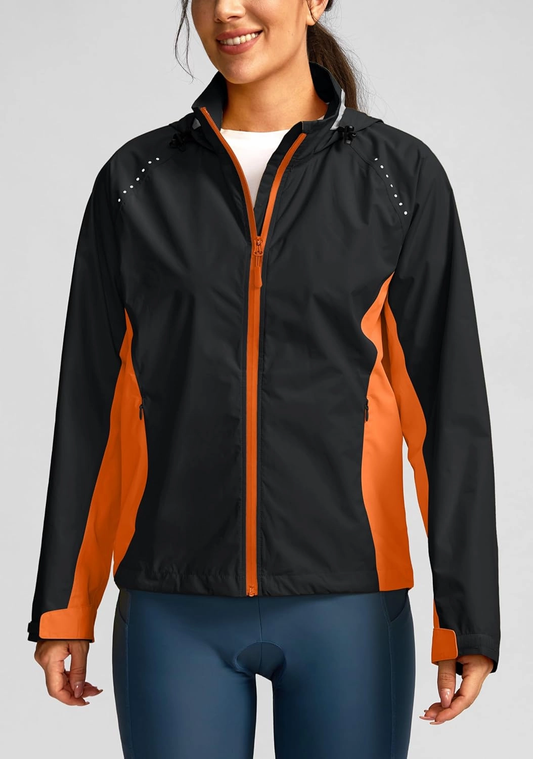 Bikewa Women's Cycling Rain Jackets Waterproof Windbreaker Lightweight Running Windproof Reflective Jacket Packable Hooded