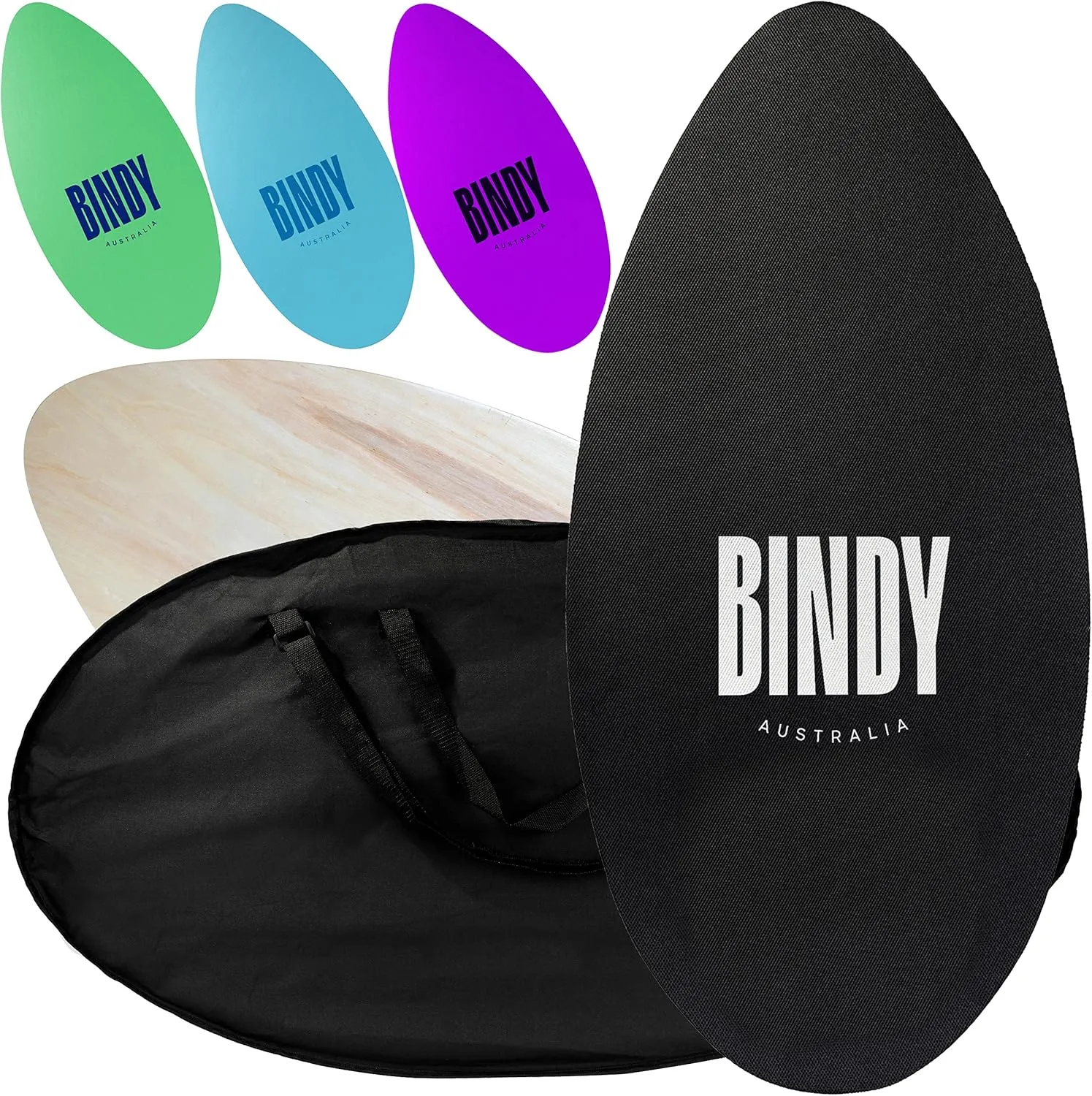 BINDY Australia Skimboard for Beach Kids with Storage Travel Bag - 41” Beginner to Intermediate Wooden Skim Board - Kids Beach Skim Boards for Beginners Durable, Lightweight Wood Body Board with EVA Grip Pad