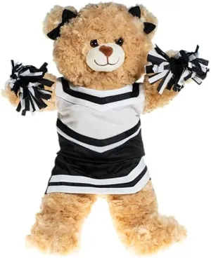 Black and White Cheerleader Uniform for 6 to 10 Inch Stuffed Animals Cheer Outfit Clothes for Plush Dolls, Teddy Bears, and Soft Toys for Kids Play, Dress-Up Costume, Fashion Accessory Gift