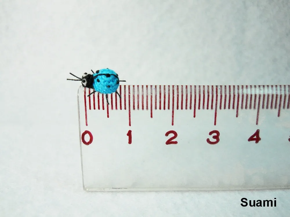 Blue Ladybug - Micro Crochet Miniature Ladybug