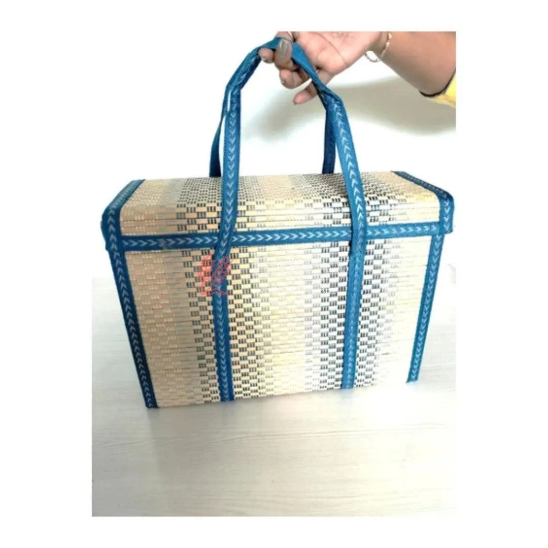 Blue Wooden baskets, handmade wicker basket