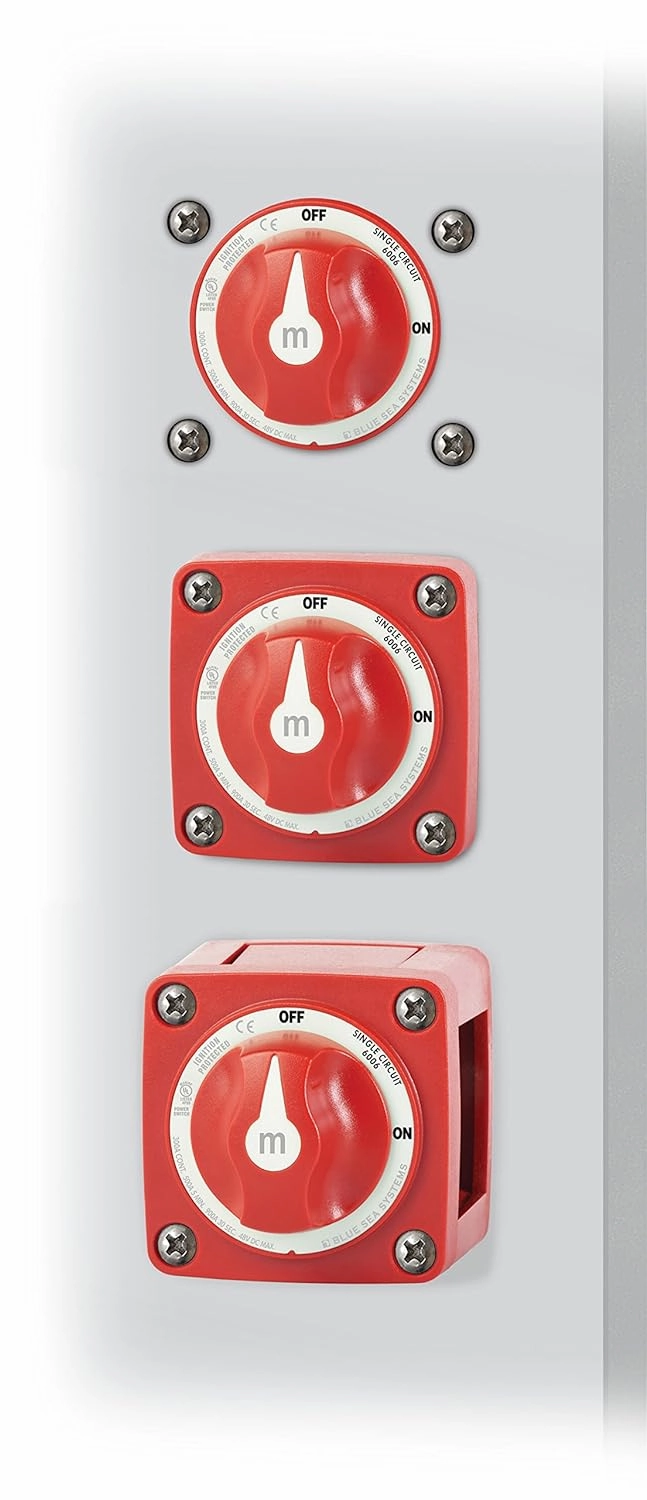 Blue Sea Systems 6006 m-Series Battery Switch ON/OFF with Knob, Red