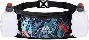 BlueField Slim Running Belt Sports Fanny Pack with 250ml Soft Water Bottle, Marathon Number Fanny Pack for Running Walking Cycling Camping Gym (Orange with 2 * 250ML)