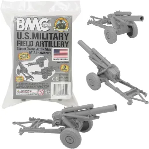 BMC Classic Marx Military Howitzers - Gray 3pc Plastic Army Men Field Artillery
