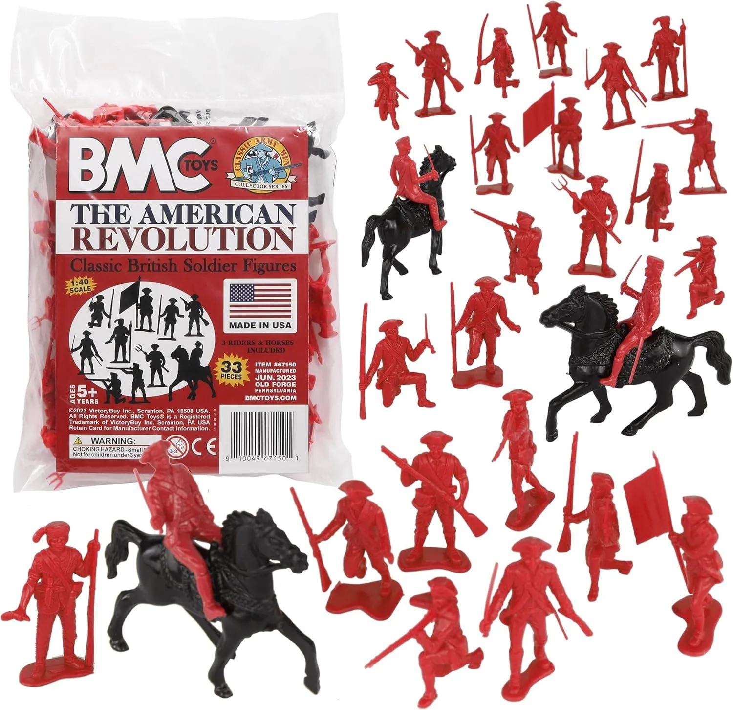 BMC Classic MPC Revolutionary War British Soldiers - Plastic Army Men Figures