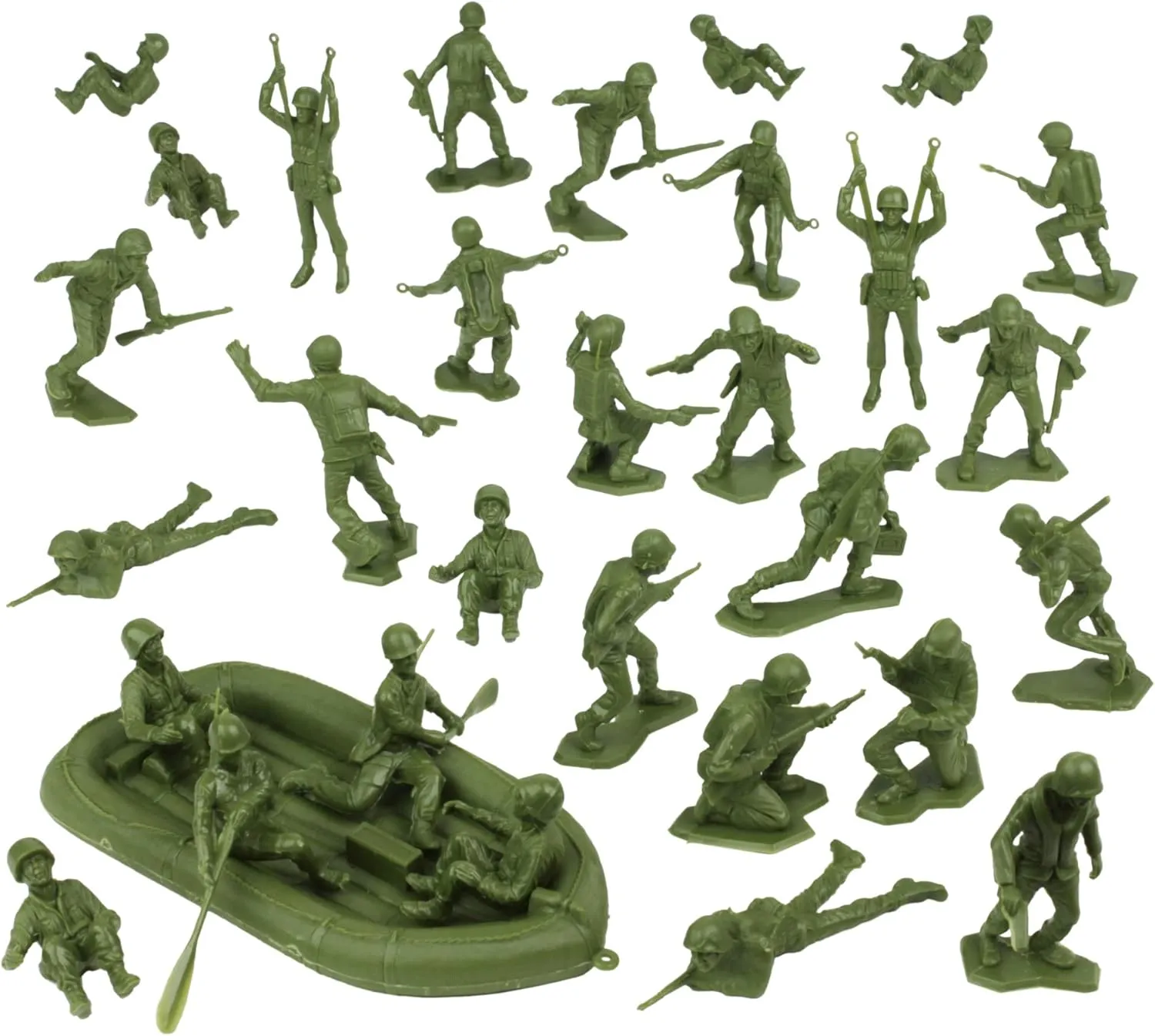 BMC Marx Plastic Army Men US Soldiers - OD Green 31pc WW2 Figures - Made in USA