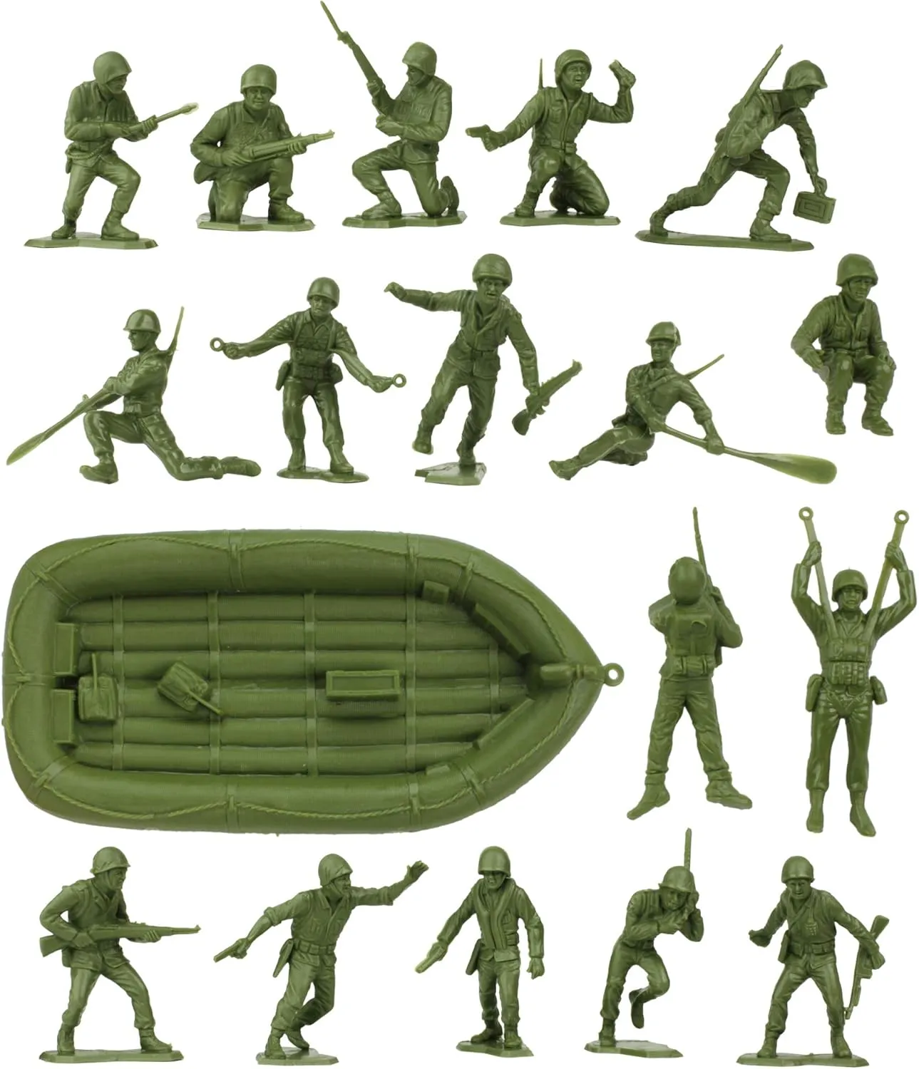 BMC Marx Plastic Army Men US Soldiers - OD Green 31pc WW2 Figures - Made in USA