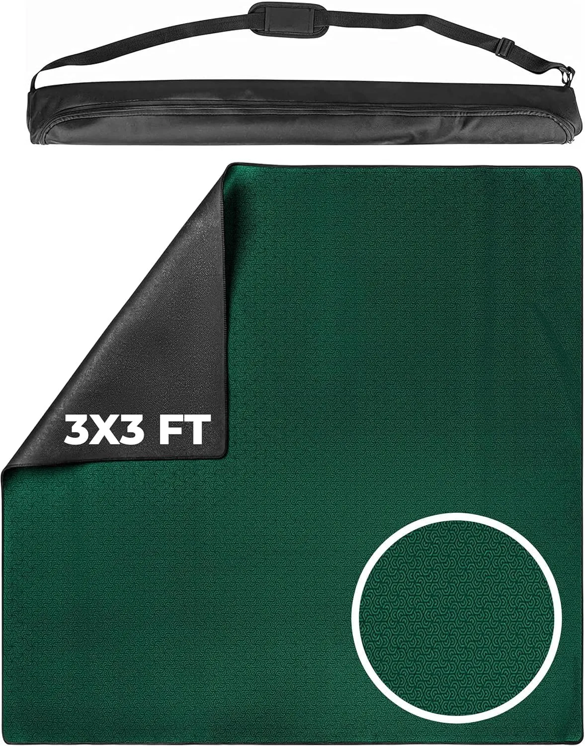 Board Game Mat for 36 x 36 in Tables, Mahjong Mat with Carrying Bag, Neoprene Playmat, Table Cover for Board Games, Tile, Poker, RPG and Dominoes - Green