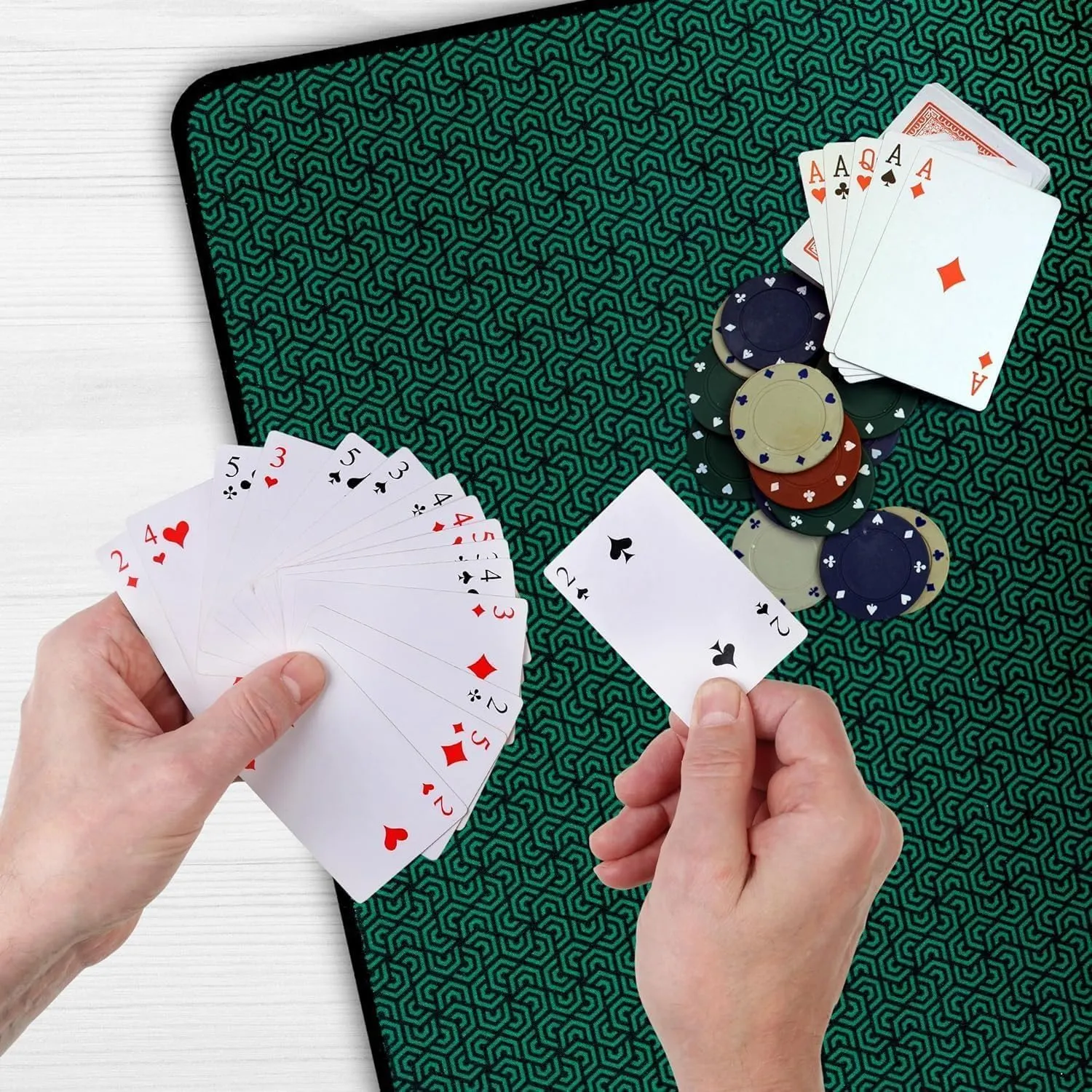 Board Game Mat for 36 x 36 in Tables, Mahjong Mat with Carrying Bag, Neoprene Playmat, Table Cover for Board Games, Tile, Poker, RPG and Dominoes - Green
