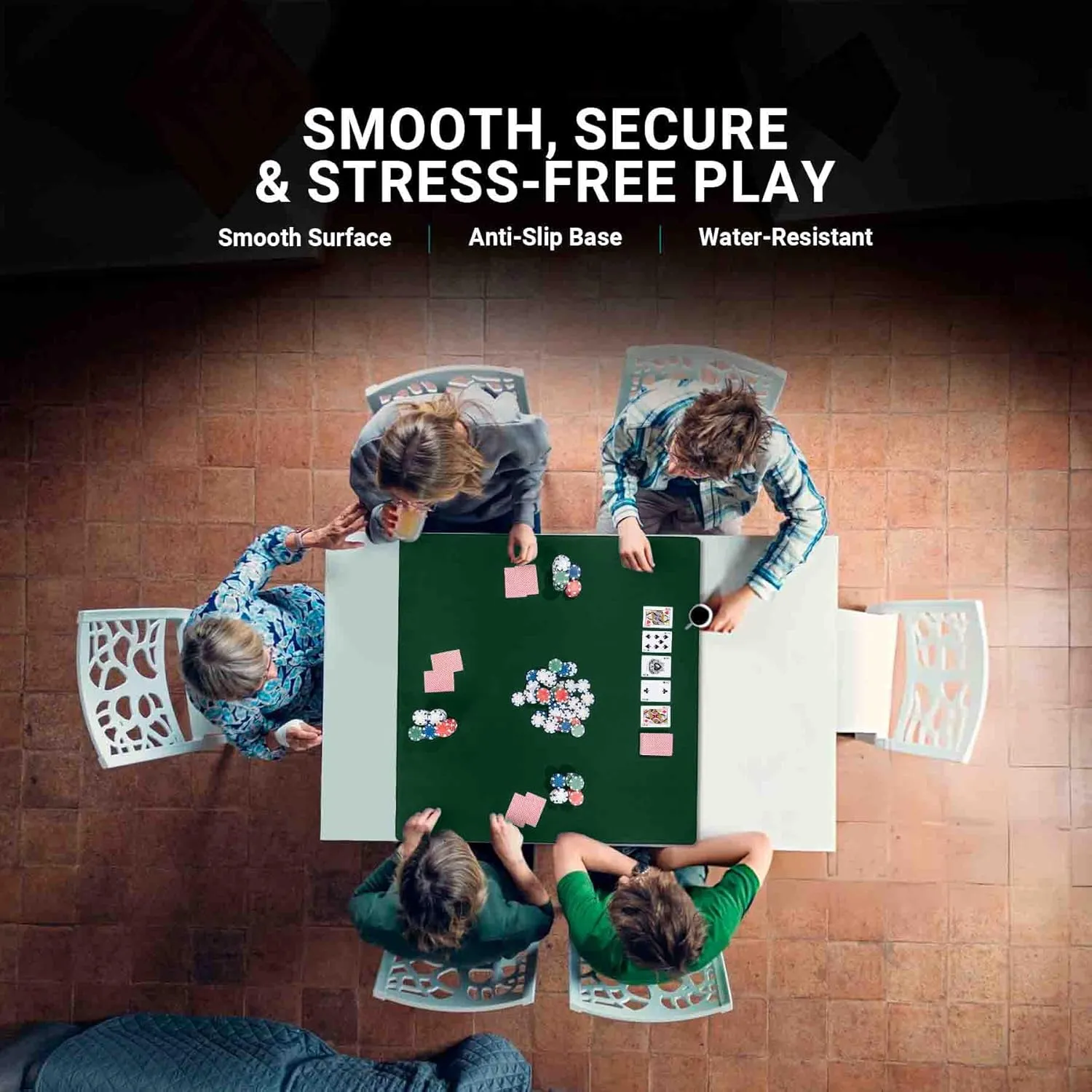 Board Game Mat for 36 x 36 in Tables, Mahjong Mat with Carrying Bag, Neoprene Playmat, Table Cover for Board Games, Tile, Poker, RPG and Dominoes - Green