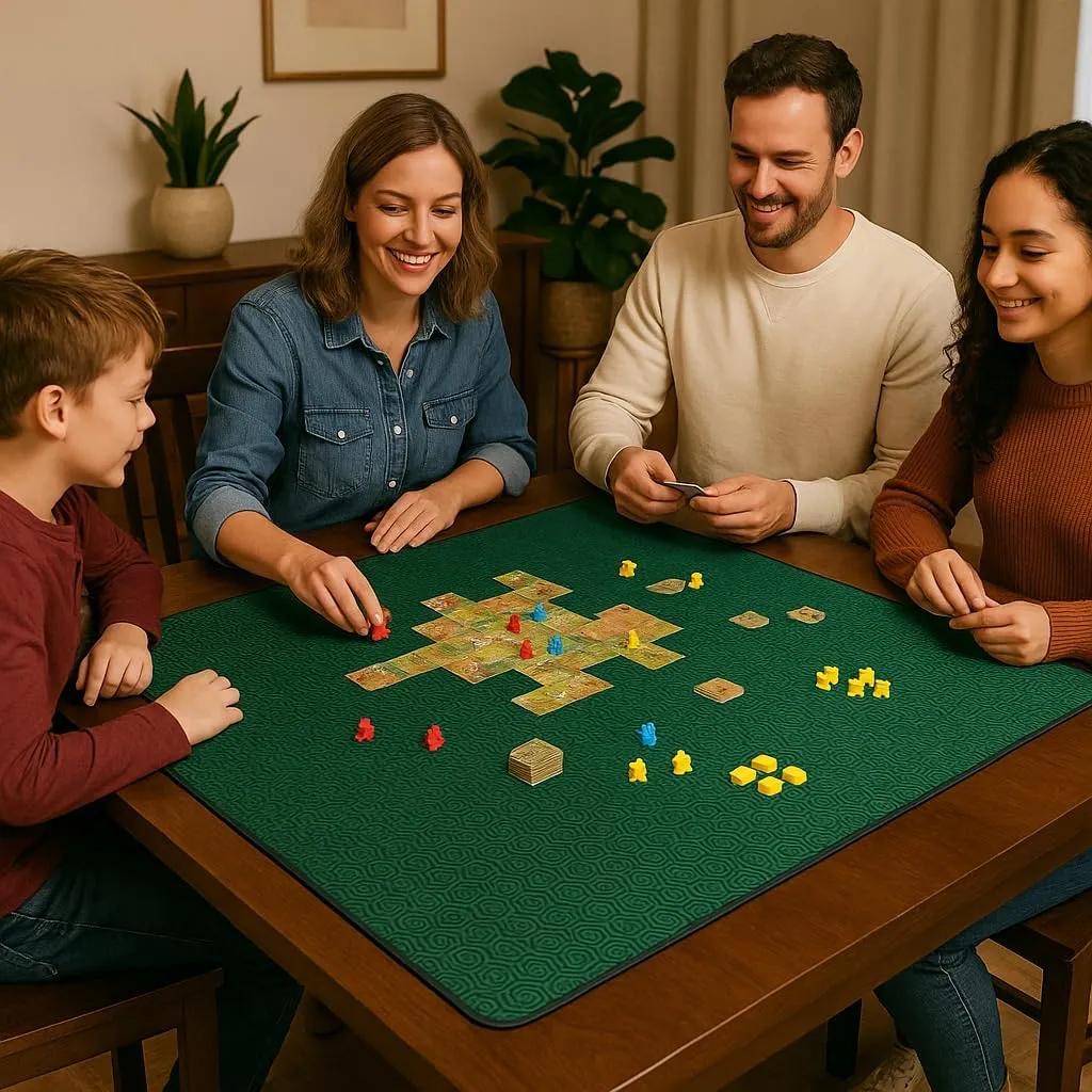 Board Game Mat for 36 x 36 in Tables, Mahjong Mat with Carrying Bag, Neoprene Playmat, Table Cover for Board Games, Tile, Poker, RPG and Dominoes - Green