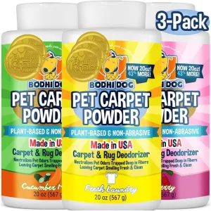 Bodhi Dog Carpet Powder Bundle - Three Scents - Fresh Linen   Teaberry   Cucumber Melon 20oz