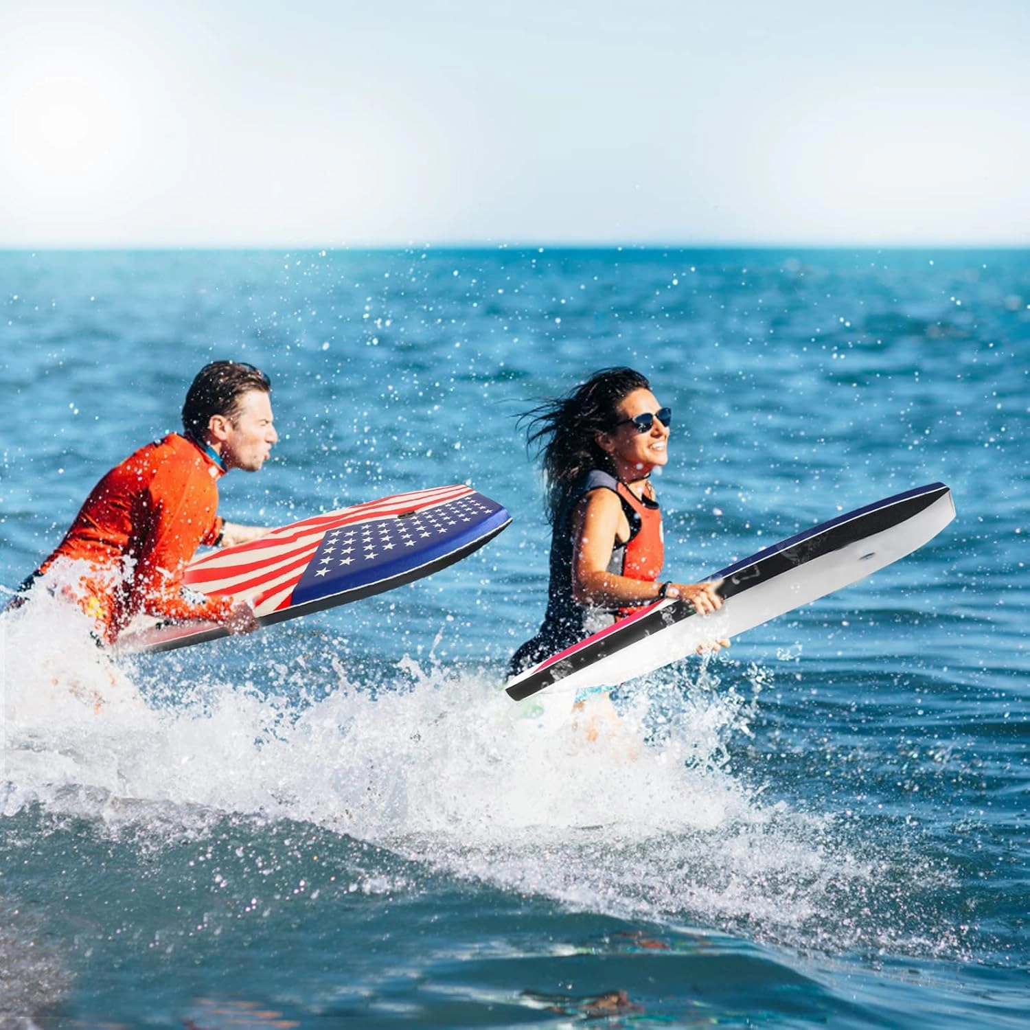 Bodyboard for Beach 37 / 42 Inch 2 Pack Premium Body Board with Wrist Leash Super Lightweight Surf Boards EPS Core HDPE Slick Bottom for Teens Adults Kids Beginners Any Surfing Rider Level