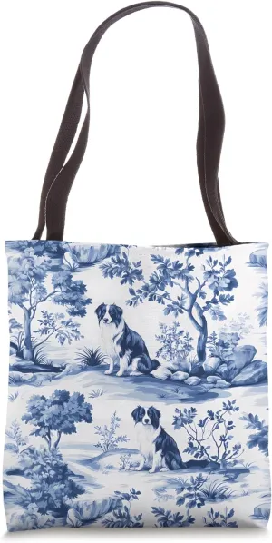 Border Collie Blue Toile Dog Lover Pet Mom Tote Bag