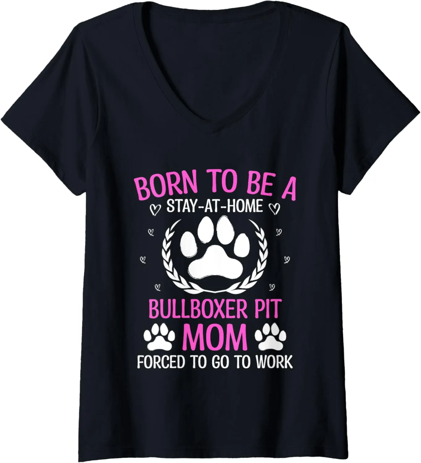 Born To Be A Bullboxer Pit Mom Funny Pitoxer Humor V-Neck T-Shirt