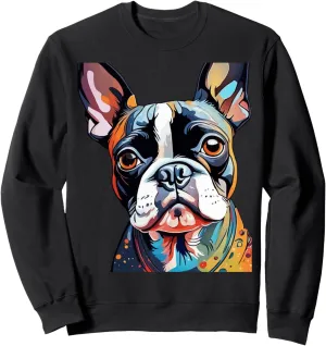 Boston Terrier Colorful Vector Portrait Sweatshirt