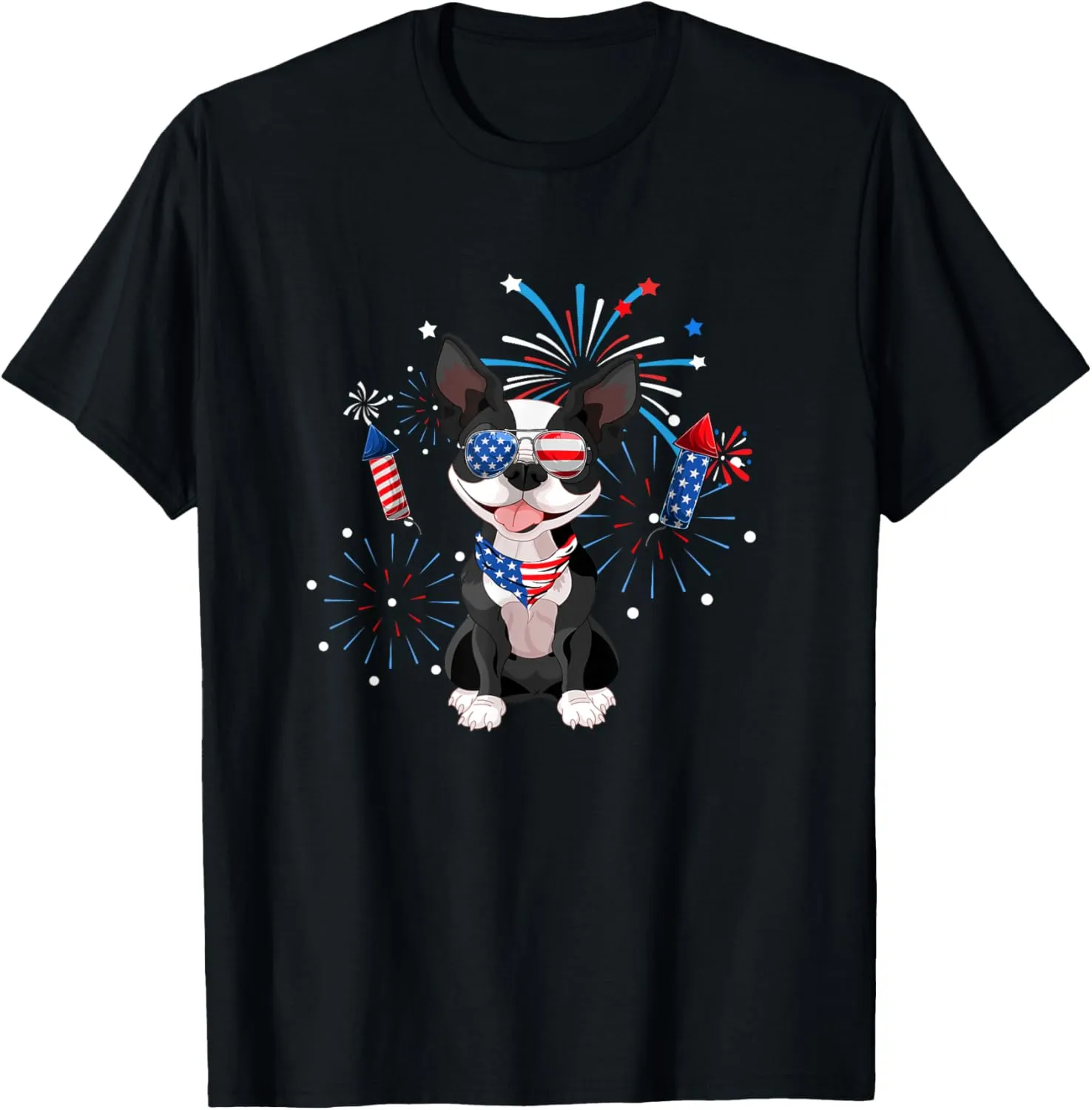 Boston Terrier Dog American Usa Flag 4Th Of July Lover T-Shirt