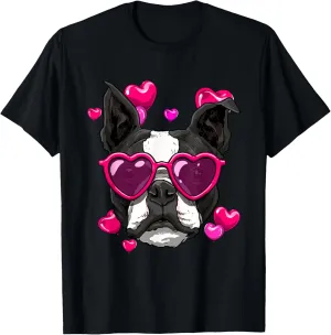 Boston Terrier Valentines Day Shirt Heart Dog Lover T-Shirt