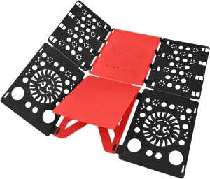 BoxLegend Version 3 Shirt Folding Board t Shirts Clothes Folder Durable Plastic Folding Helper Easy and Fast Folding Boards for Adults and Children, Black and Red