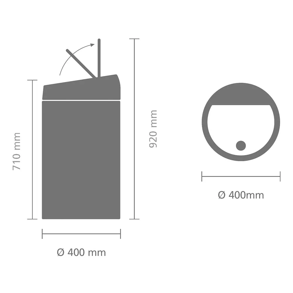Brabantia Extra Large Kitchen Touch Top Trash Can 60L/16 Gal.