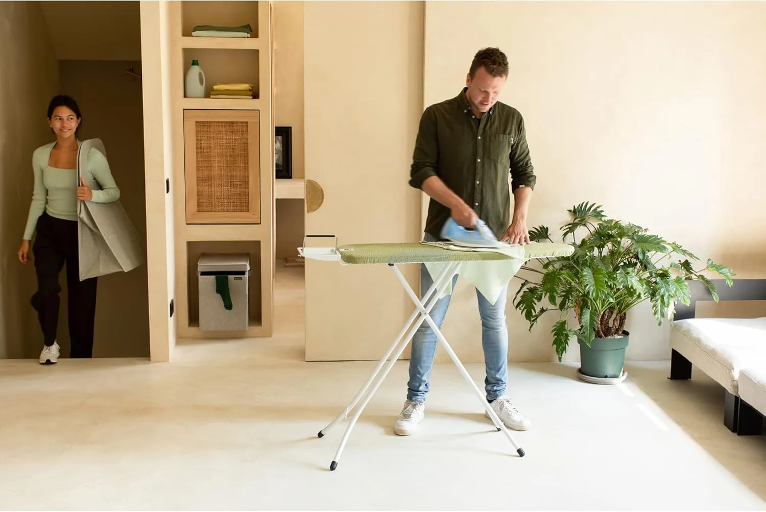Brabantia Size C (49 x 18 inches) Replacement Ironing Board Cover with Durable Foam Layer (Calm Rustle) Easy-Fit, 100% Cotton