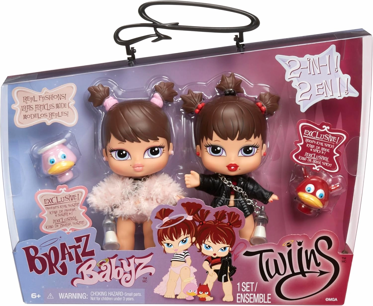 Bratz Babyz Twiins Phoebe and Roxxi 2-Pack Collectible Fashion Dolls with Pets
