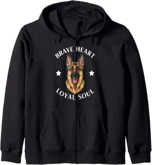 Brave Heart Loyal Soul German Shepherd Dog Zip Hoodie