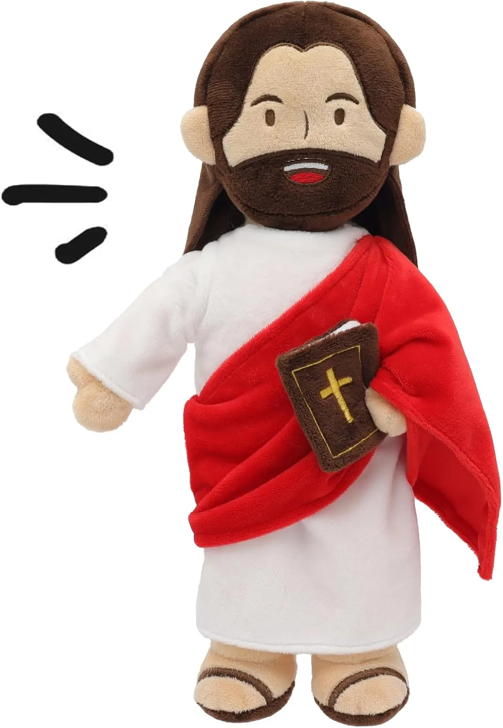 Brown Jesus Plush Speaks 20 of Jesus' Bible Verses and 3 of Bible Music Jesus Doll Stuffed Animal to Teach Suitable for Church Sunday School Religious Easter (RED)