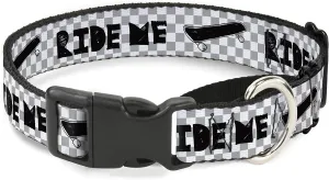 Buckle-Down Martingale Dog Collar - Ride ME Skateboard w/Mini Checker White/Gray/Black - 1.5" Wide - Fits 13-18" Neck Size - Small