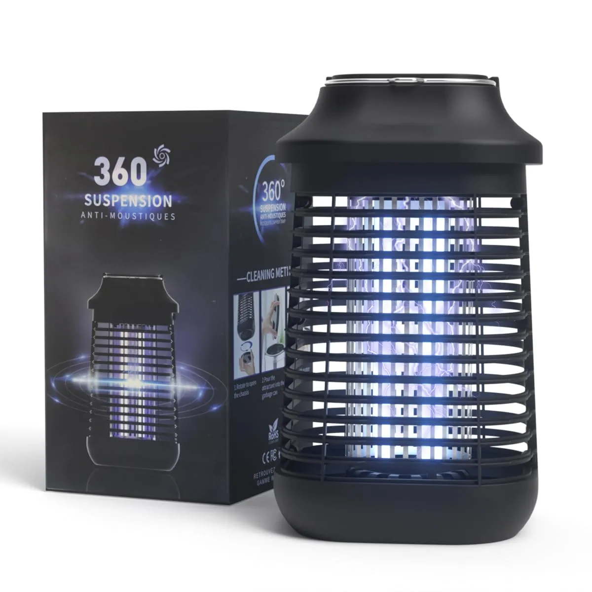 Bug Zapper Outdoor/Indoor,Mosquito Zapper 4200V High Powered Waterproof Electronic Mosquito Killer,15W UVA Mosquito Lamp Bulb,Fly Traps Patio Insects Killer,Trap Killer for Home,Kitchen, Backyard