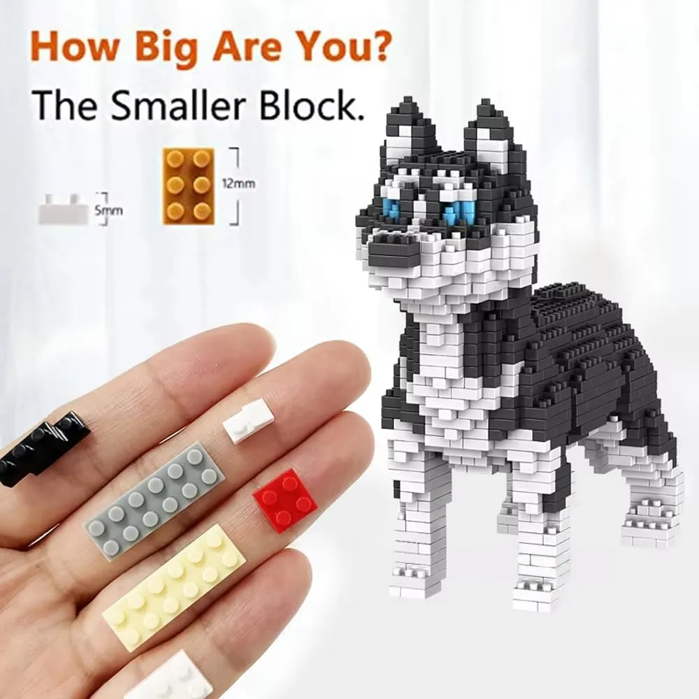 Building Block Husky Mini Pet Animals Block Dog Micro Dogs Building Animal Set 3D Block Toys Building Bricks for Kids Or Adult 950 Pieces