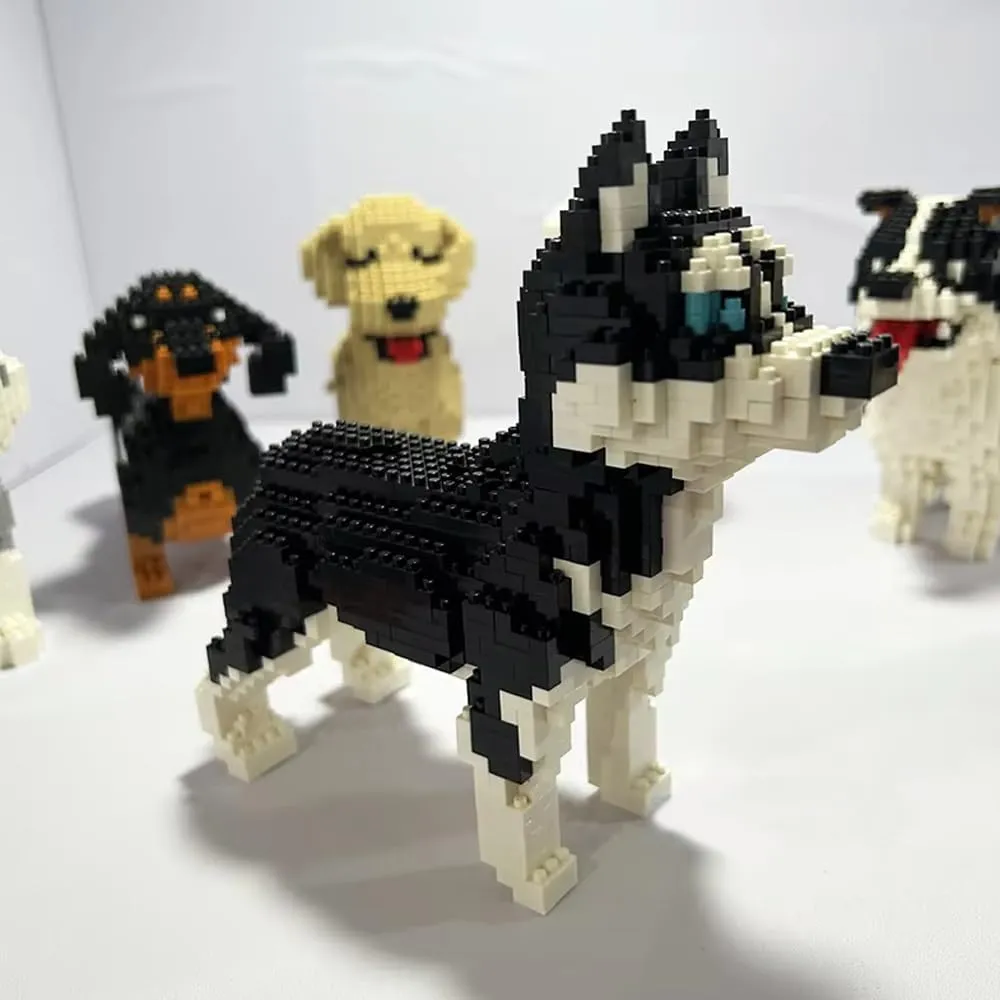 Building Block Husky Mini Pet Animals Block Dog Micro Dogs Building Animal Set 3D Block Toys Building Bricks for Kids Or Adult 950 Pieces