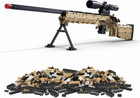 Building Blocks Gun Sets, 1:1 M24 DIY Assembling Army Building Toys Set for Boys Adult Teen, Shootable Sniper Model Kits, Birthday Gifts for Kids Age 8 , Collection for Military Fan 1380 PCS