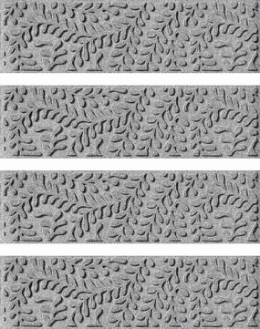 Bungalow Flooring Waterhog Stair Treads, Set of 4, 8-1/2 x 30 inches, Made in USA, Durable and Decorative Floor Covering, Indoor/Outdoor, Water-Trapping, Boxwood Collection, Medium Grey