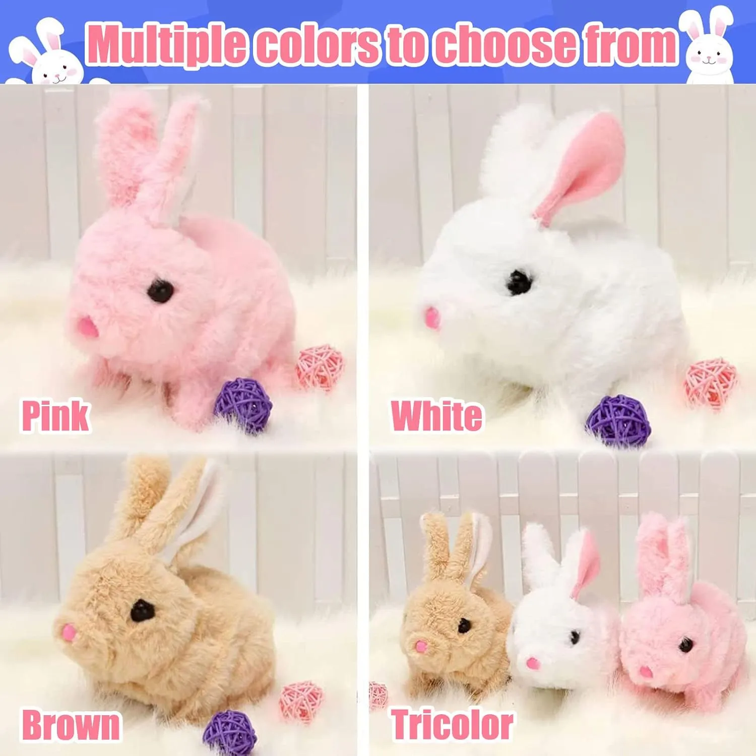 Bunny - My Realistic Bunny Toy,Bunny Realistic Bunny,Easter Basket Stuffer Realistic Bunny Toy,Jumping, Twitching, and Shaking Ears, Easter Stuffed Bunny(Brown)