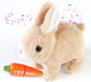 Bunny - My Realistic Bunny Toy,Bunny Realistic Bunny,Easter Basket Stuffer Realistic Bunny Toy,Jumping, Twitching, and Shaking Ears, Easter Stuffed Bunny(Brown)