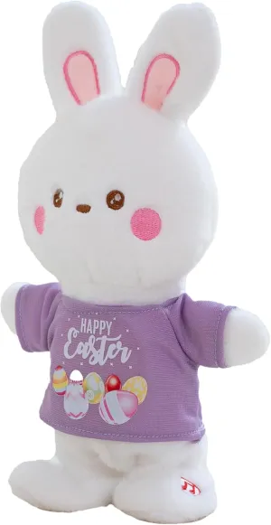 Bunny Singing Dancing Easter Plush Bunny Three Holiday Outfits Interactive Plush Toy Musical Stuffed Animal Easter Decoration Kids Gift for Girls Boys White 11.2 “