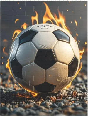 Burning Soccer Ball Building Block Puzzle Personalized Building Bricks for Adults Square Shaped Block Puzzle Building Valentine's Day Gifts for Home Decor Brick Puzzle