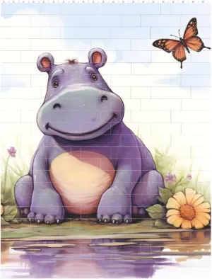 Butterfly and Hippo Building Block Puzzle Personalized Building Bricks for Adults Square Shaped Block Puzzle Building Brick Block Puzzles Valentine's Day Gifts for Home Decor Brick Puzzle