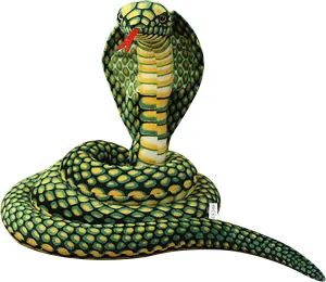 BXT Jumbo Lifelike Snake Toy Prank Props Scary Giant Cobra Plush 67 inch Long Soft Stuffed Animal Toy for Halloween Party, Green