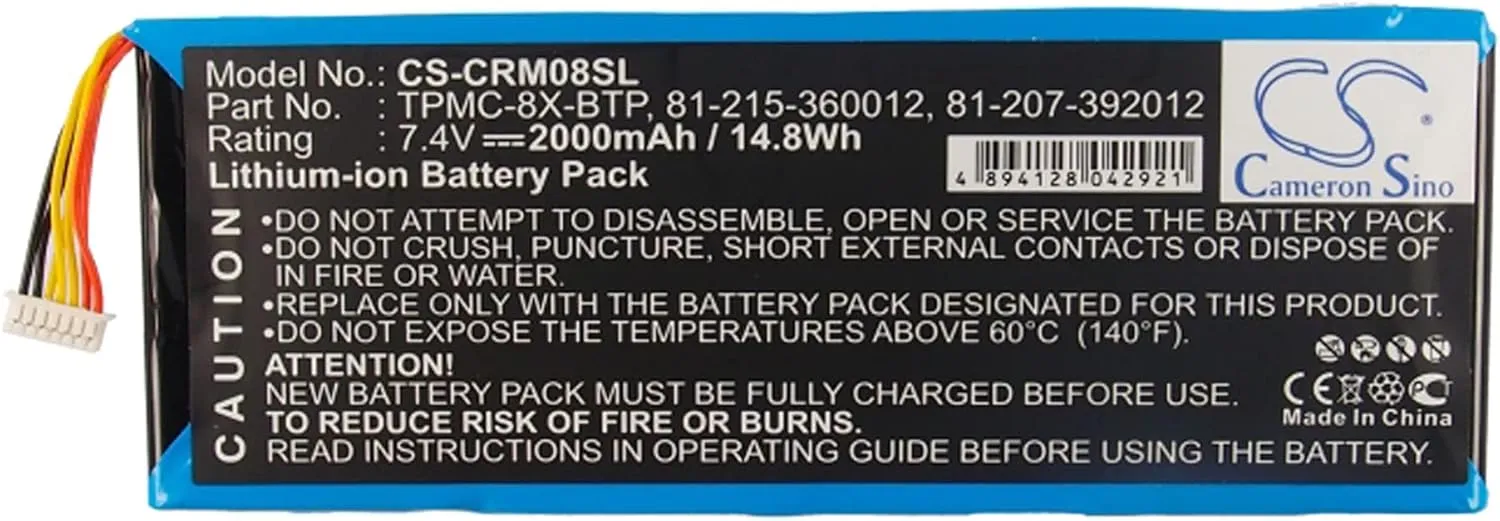 Cameron Sino Battery for Crestron 6502269, TPMC-8X, TPMC-8X WiFi PN:Crestron 81-207-392012, 81-215-360012, TPMC-8X-BTP 2000mAh