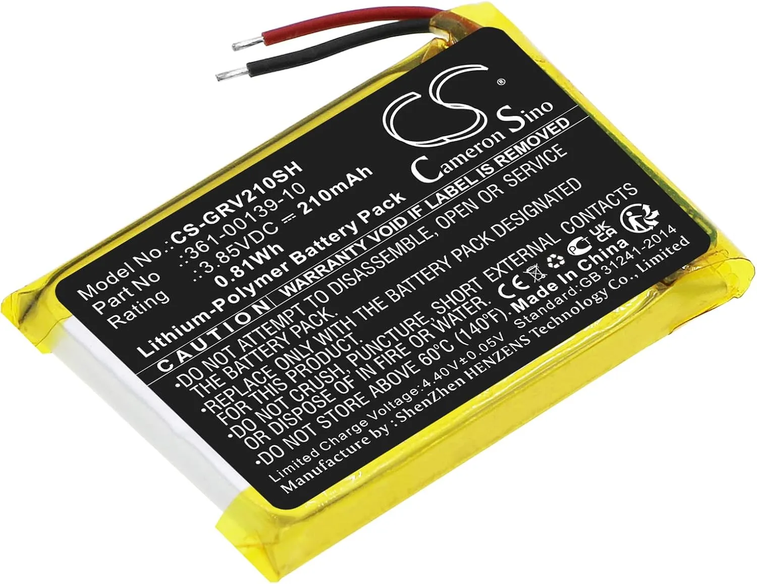 Cameron Sino Battery for Garmin Venu 2 PN:Garmin 361-00139-10 210mAh / 0.78Wh
