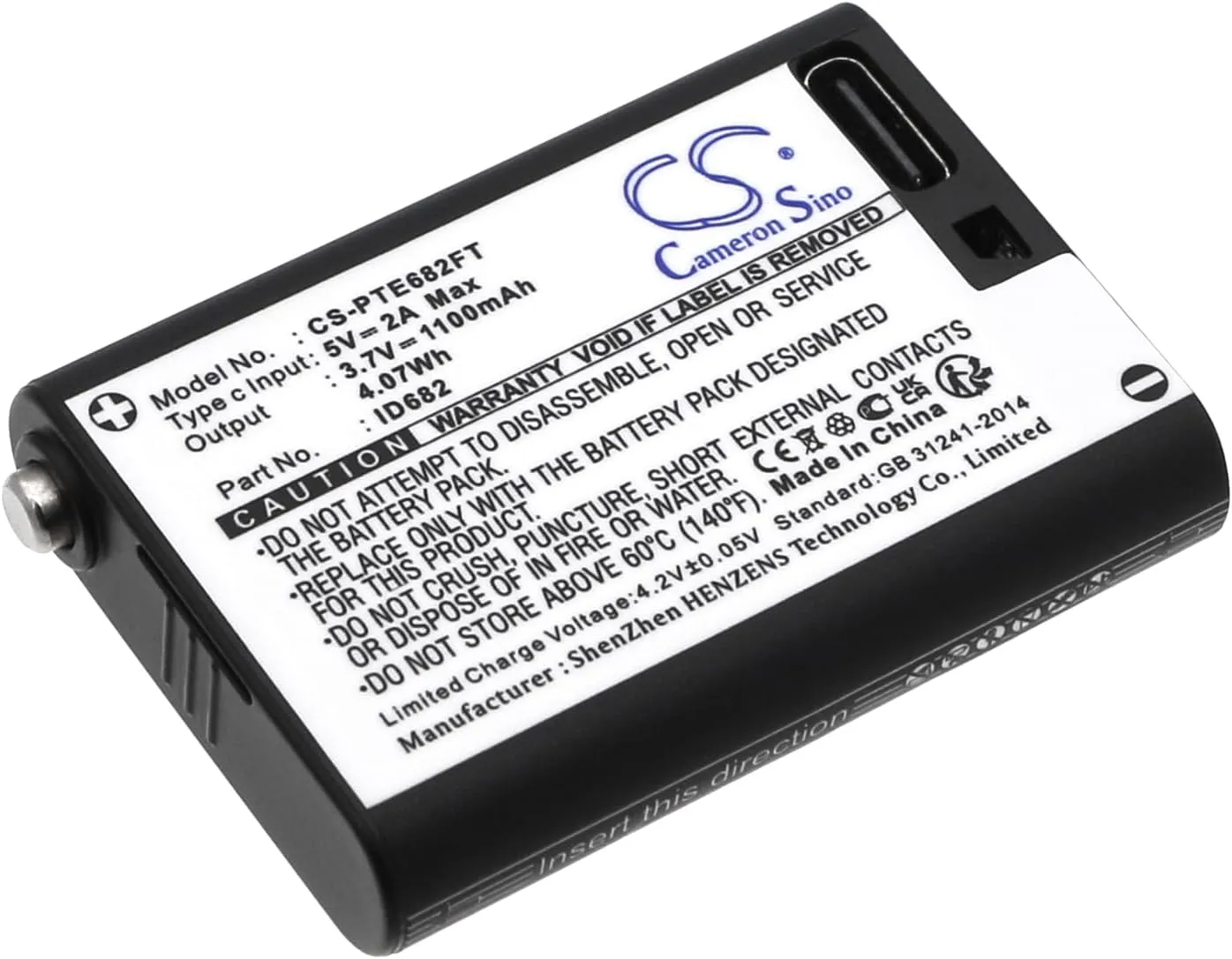 Cameron Sino Battery for Petzl ACTIK, ACTIK CORE, ARIA 1 RGB, ARIA 2 RGB, IKO CORE, IKO headlamps, SEO3 Head Torch, SEO5, SEO7R, TIKKA, TIKKA CORE, TIKKINA PN:Petzl E99ACA, ID682 1100mAh / 4.07Wh