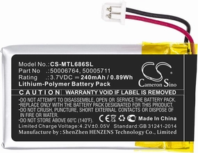 Cameron Sino Battery for Mitel 6863i, 6865, 6865i, 6867i, 6869, 6869i, 6900, 6905, 6910, 6920, 6930, 6940, 6970 PN:Mitel 50005711, 50006764 240mAh