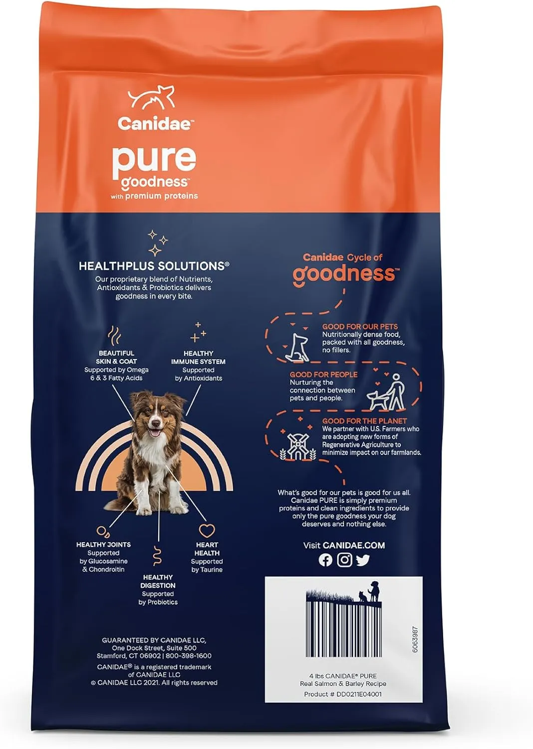 CANIDAE Pure Limited Ingredient Premium Adult Dry Dog Food, Real Salmon & Barley Recipe, 4 lbs, with Wholesome Grains
